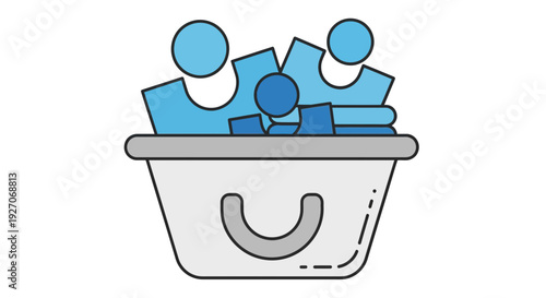 Simple Illustration of People in a Basket.