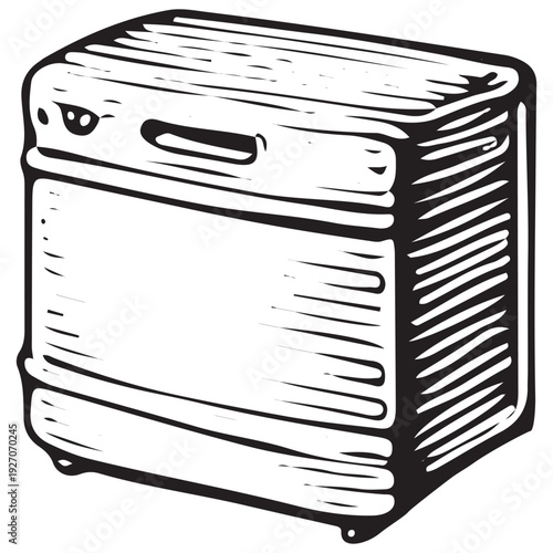 Electric Convector Heater Box Vector Icon Black Line Art Heating Appliance