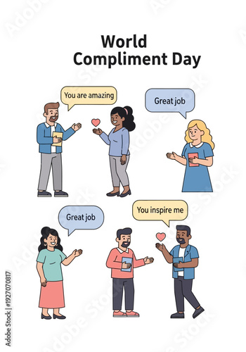 Celebrating World Compliment Day with heartwarming expressions of appreciation and positive affirmations among diverse individuals