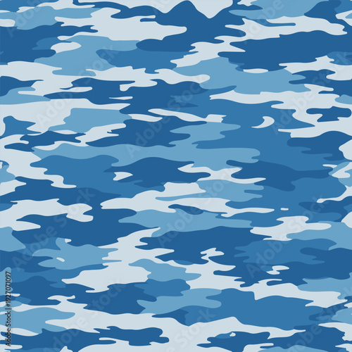 military camouflage modern blue pattern, repeat background, stylish seamless street print