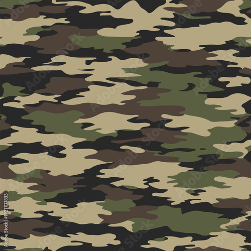 classic woodland camouflage pattern, texture repeat, military background