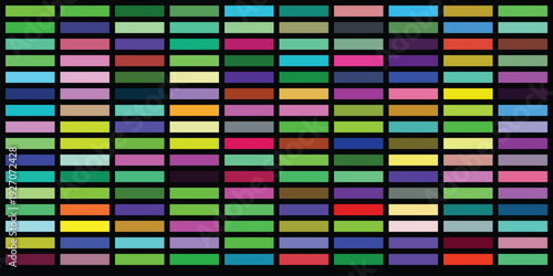 Vibrant Mosaic of Rectangular Color Swatches on Black Background