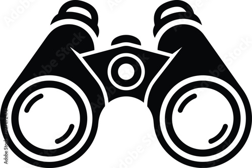 Binoculars silhouette icon, optical zoom equipment illustration isolated on white background for travel, exploration and surveillance concept