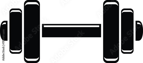 Black dumbbell silhouette icon isolated on white background, fitness gym weight equipment symbol for bodybuilding training, workout exercise and strength