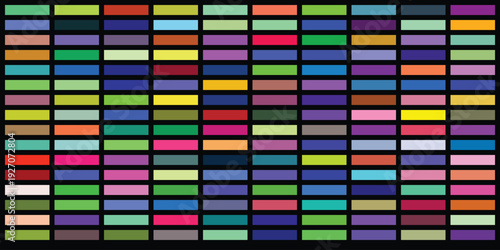 Dynamic geometric backdrop with colorful rectangles in grid formation suitable for presentation slides and textile print design with wide variety of chromatic shades and values