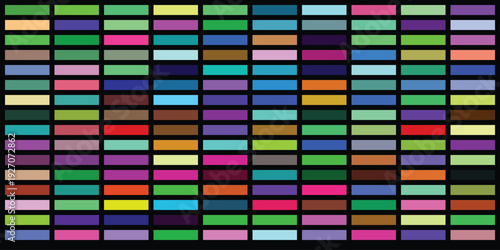 Creative color palette with rectangular elements displayed in organized rows representing modern data visualization or artistic pixel art style for web development and decoration