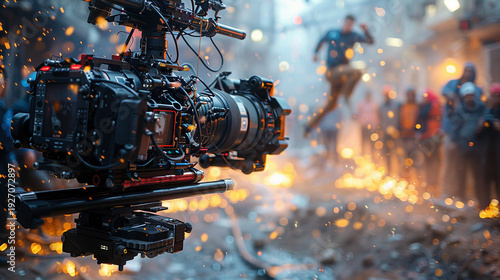 High-Speed Camera Rig Filming Action Scene