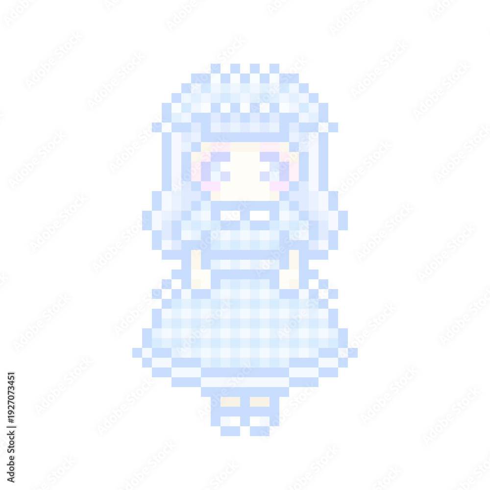 Fototapeta premium ピクセルアートなチェックロリィタファッションの女の子★PNG