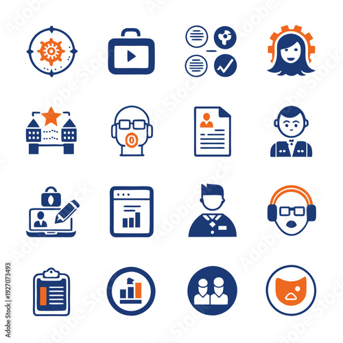 Business And Technology Graphic Icons Representing Work And Professions