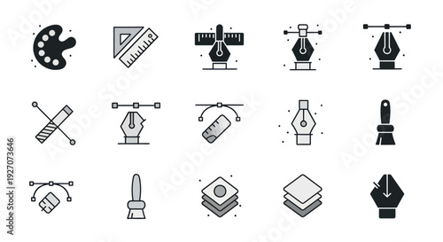 Graphic Design Icons Set: Tools and Elements for Creativity and Art