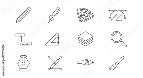 Graphic Design Icons Set: Tools and Symbols for Creativity and Art