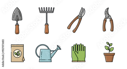 Gardening Tools Set Flat Icons