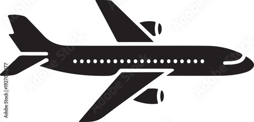 Airplane passenger travel silhouette icon. Aeroplane vector icon aircraft isolated symbol shape