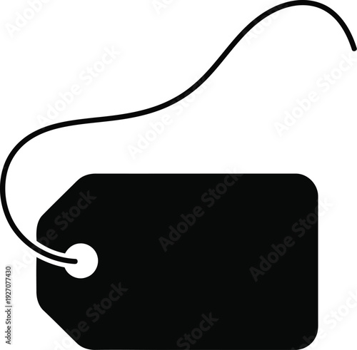 Black tag with a string on a for labeling purposes vector illustration