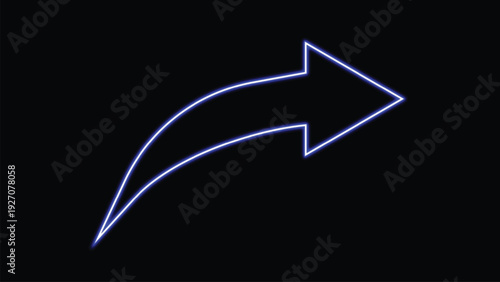 Glowing neon blue arrow vector illustration for UI design, navigation, and social media share icon concept