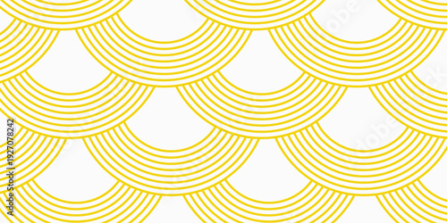 Doodle banner with yellow ramen pattern on white background. Wave abstract pattern.