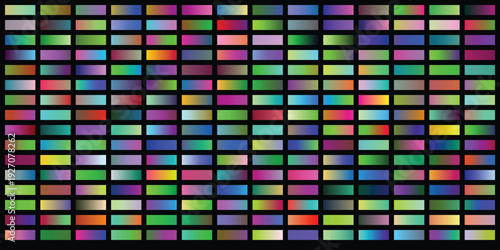 Abstract background with rows of rectangular blocks displaying a wide spectrum of smoothly transitioning vibrant color gradients, creating a visually dynamic grid pattern