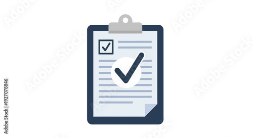 Clipboard with Checklist and Checkmark Icon, Task Completion and Approval Concept