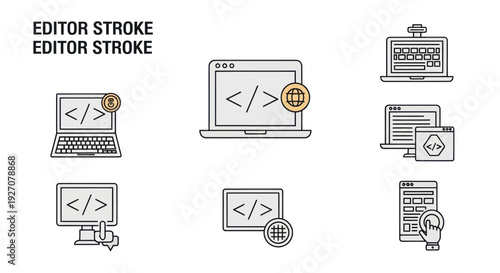 Coding Icons: Laptop, Desktop, Monitor, Website Development & Programming