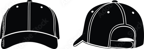 Comparison of two different styles of baseball caps with distinct brim and vent designs