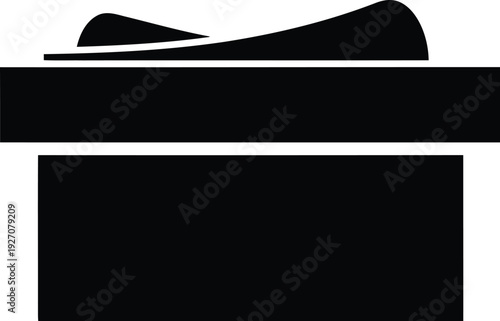 Black silhouette of a surfboard on a with a black rectangle vector illustration