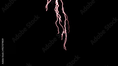 Wallpaper Mural Electric thunder lightning flash effect isolated on black background, cinematic high voltage electricity strike animation seamless loop for VFX compositing, film production, and dramatic storm scenes Torontodigital.ca
