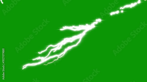 Wallpaper Mural Bright white lightning bolt green screen effect, realistic thunderstorm electricity strike animation, chroma key, powerful electric energy flash VFX element for film, trailer and YouTube editing 4K Torontodigital.ca