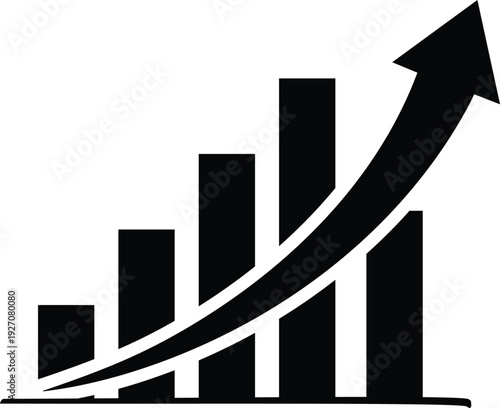 Graphic illustration of growth and upward progress in business or finance metrics