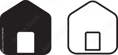 Comparison of two different house outline designs with varying door placements