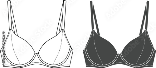 Black and white bra with dotted lines lingerie underwear women's clothing fashion