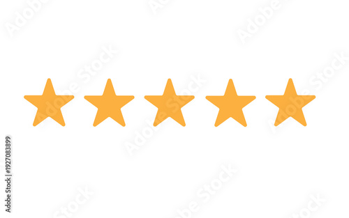 yellow 5 star icon on transparent background