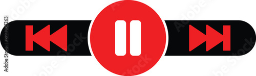 Modern media player control panel with pause button highlighted