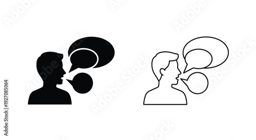 Two pairs of silhouettes engaging in conversation one filled and one outlined