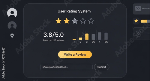 User rating system interface showing stars and numerical score.