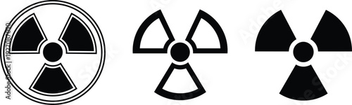 Black radiation symbols on white background warning signs nuclear symbols hazard signs black and white