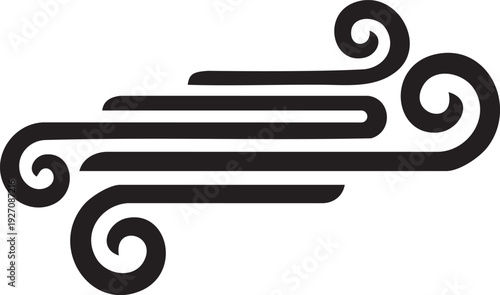 Elegant stylized cloud design with swirling details and horizontal lines