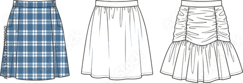 Blue plaid and white fashion skirt skirts fashion blue plaid waist pockets