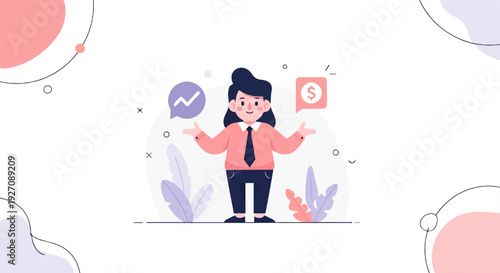 A simplified illustration of a person in business attire, with financial and growth icons