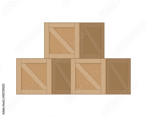 Vector design of three wooden boxes arranged like a pyramid and these three wooden boxes are usually used to store goods or as a place to store logistics to be sent to various places.