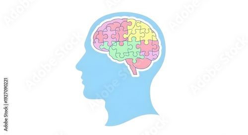 Wallpaper Mural Colorful brain illustration in human head profile Torontodigital.ca