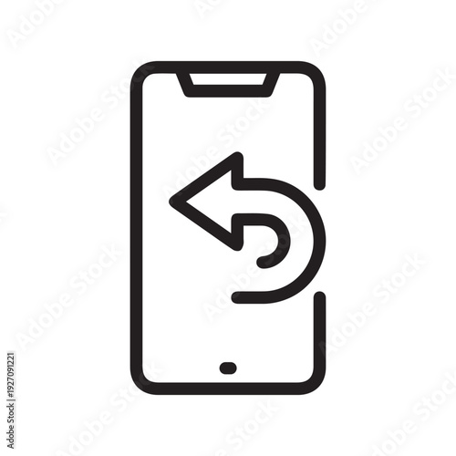 Mobile phone and missed call line icon. Callback request vector outline sign.
