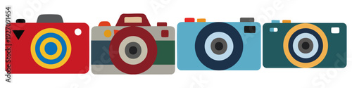 Photo Camera Flat Vector Illustration on Transparent Background