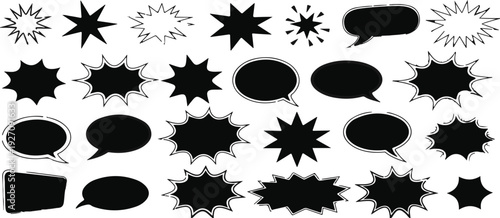 Set of comic style starbursts and speech bubbles for design elements