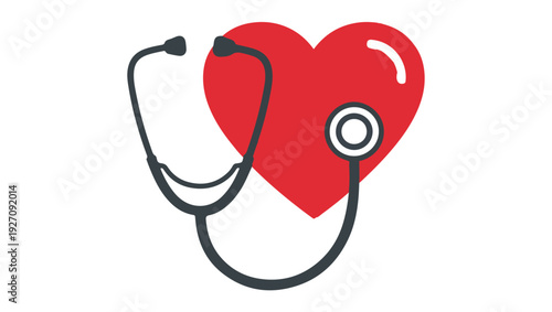 Vector Heart with Stethoscope on PNG Background, Cardiovascular Health Illustration, Heart Vector, Stethoscope Illustration, Cardiovascular Health, Medical Care Icon, Heart Health Vector,