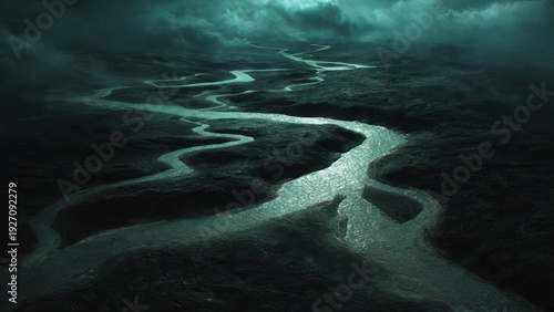 Dark Winding River Landscape
