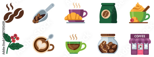 coffee cup icon set vector