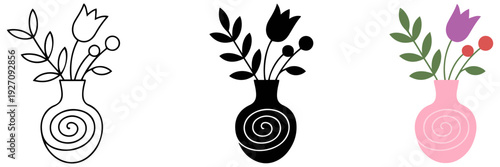 flower vase decorative vector icon