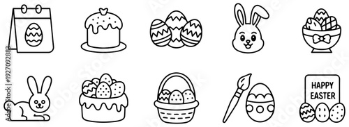 easter holiday religious vector icon set

