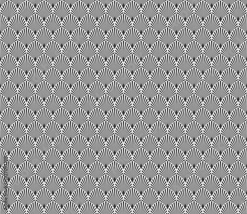 Monochrome Art Deco Scallop Shell Seamless Pattern