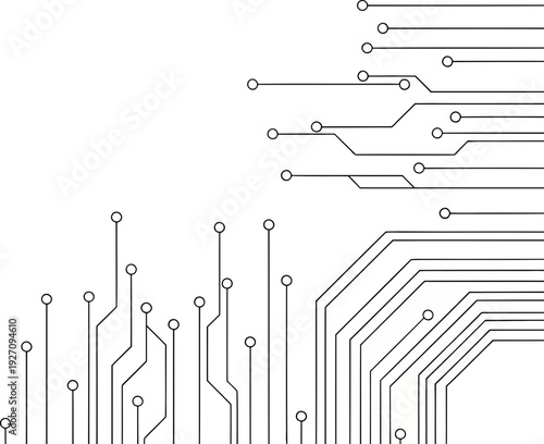 Modern circuit board design with sleek lines and dots
